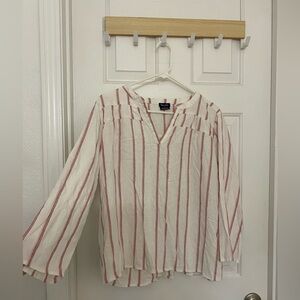 Cream Striped Blouse - Size Large
